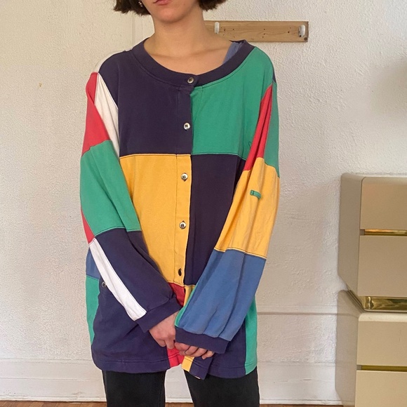 Vintage Sweaters - Vintage Colorblock Cardigan